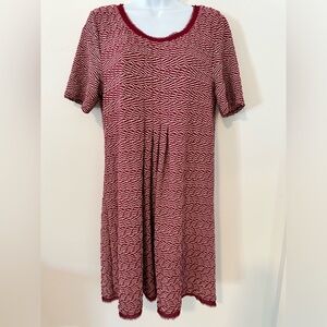 Anthropologie Maeve Beautiful Red Burgundy Short Sleeve Dress Large Fall Dress